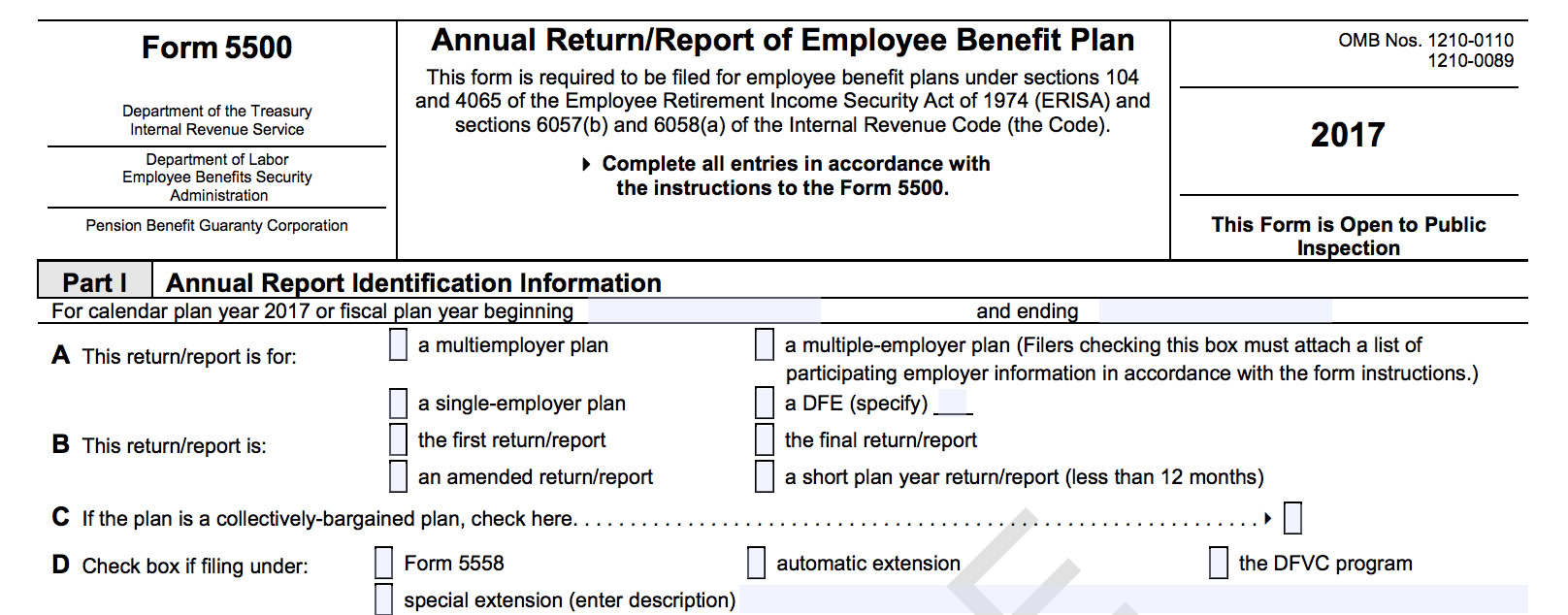 What Is The Form 5500 Printable