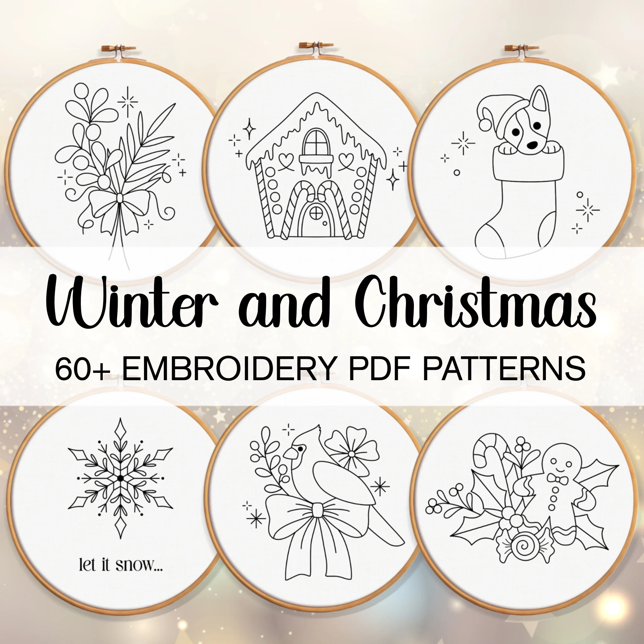 Winter And Christmas Embroidery Pattern Bundle Download PDF 