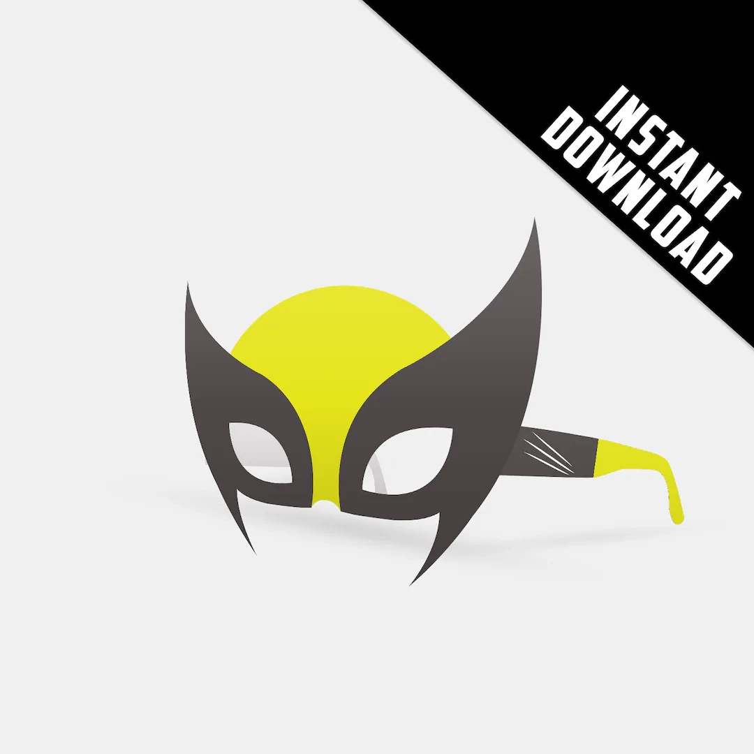 Wolverine Super Hero Printable Paper Glasses Party Mask Birthday 