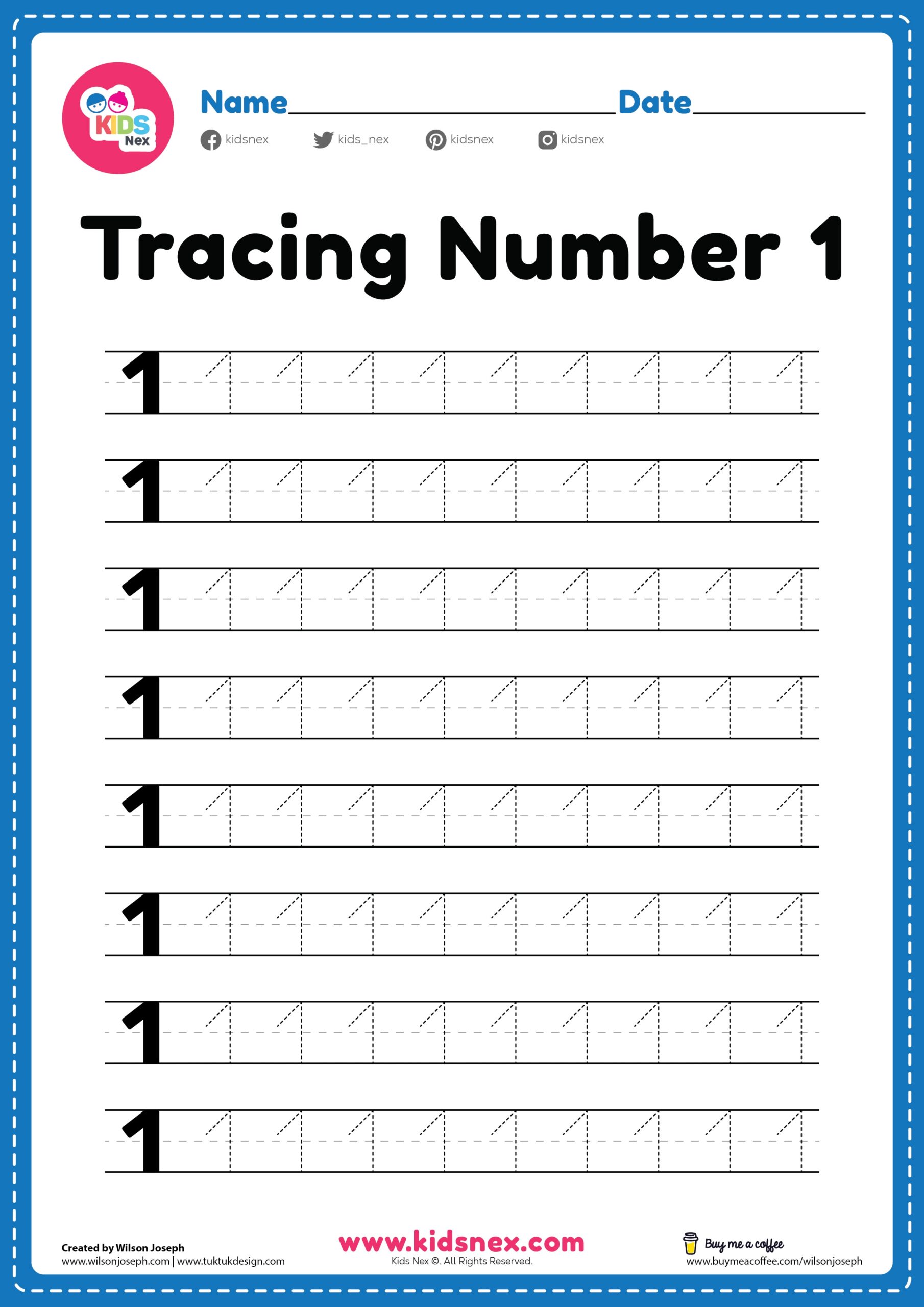 Number 1 Worksheets Free Printable