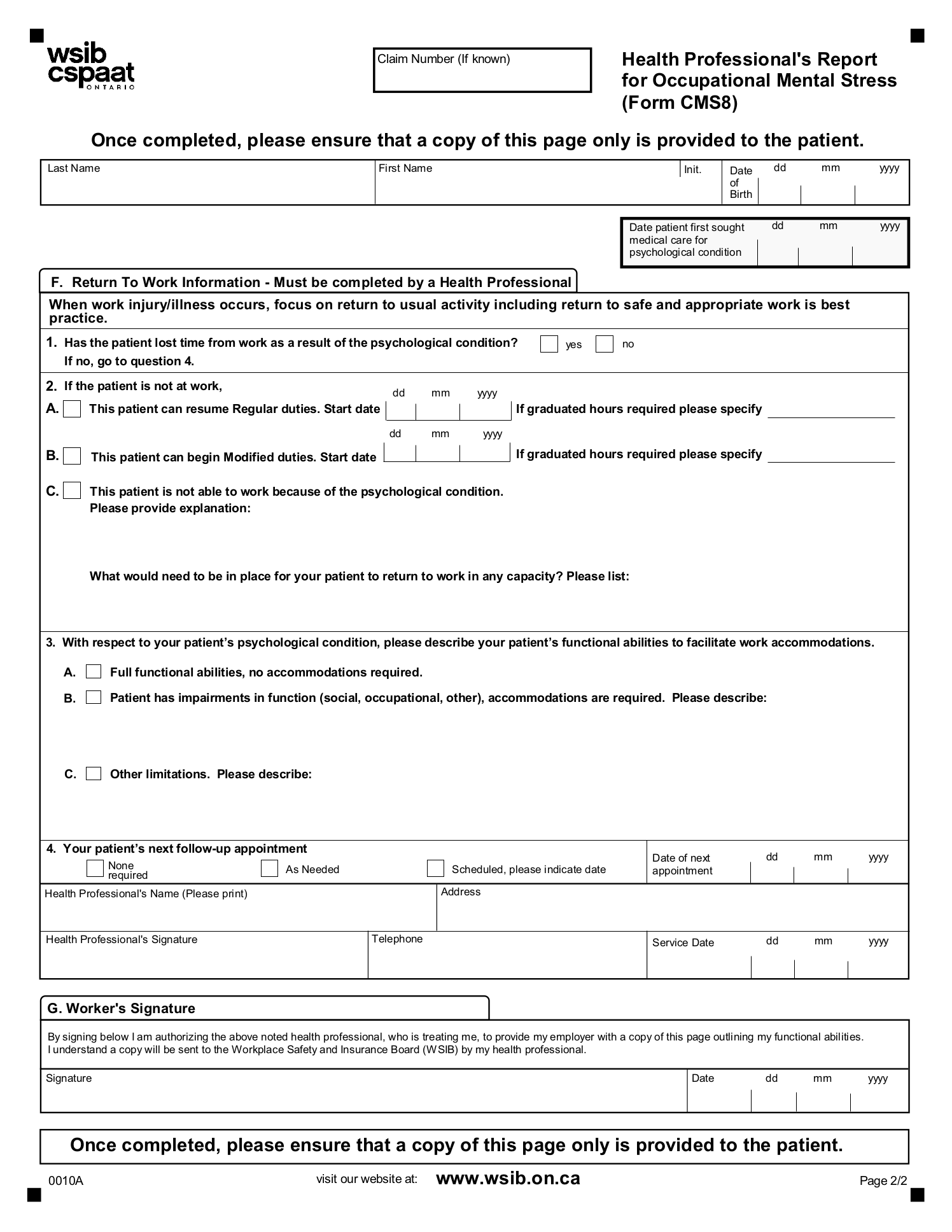 Wsib Ontario Form 7 Printable